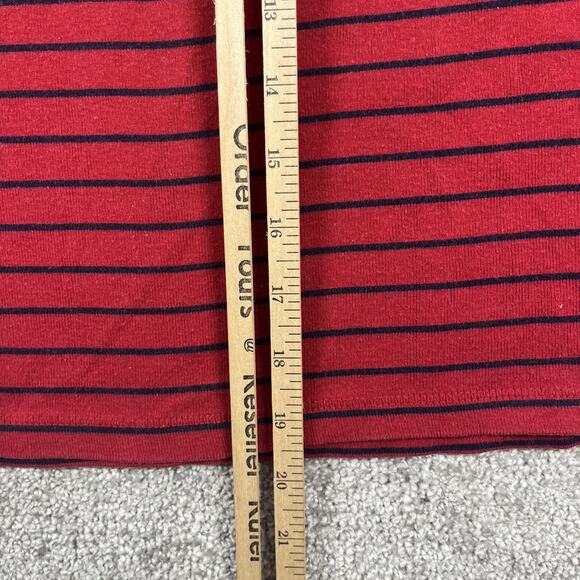 Lauren Ralph Lauren T Shirt Womens Medium Nautical Stripe Pocket Red Blouse - Picture 10 of 13